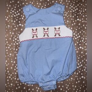 Stitchy Fish Baseball Smocked Bubble
